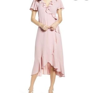 Chelsea28 pink wrap floral dress, size small